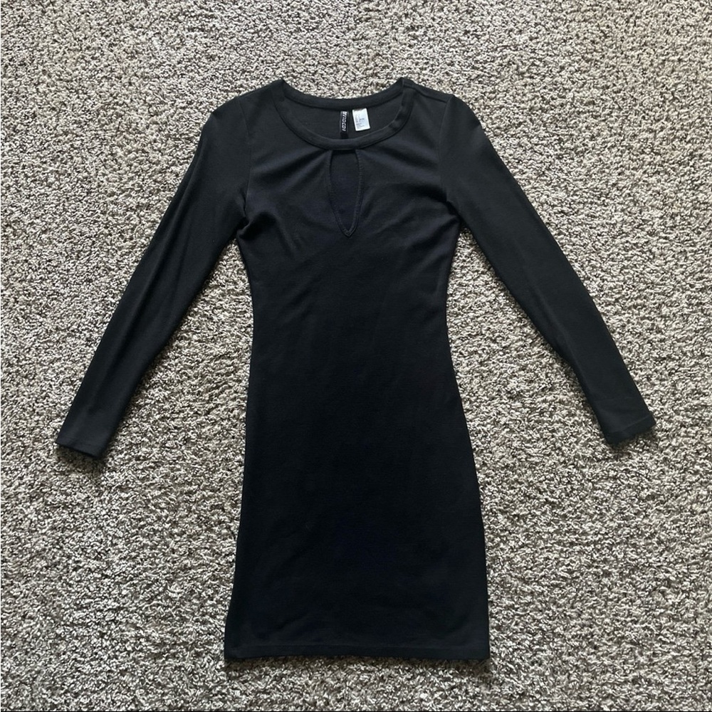 H&M Black Long Sleeve Bodycon Dress